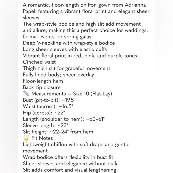 NEW Adrianna Papell chiffon floral v-neck boho long maxi formal wedding guest - Picture 4 of 8